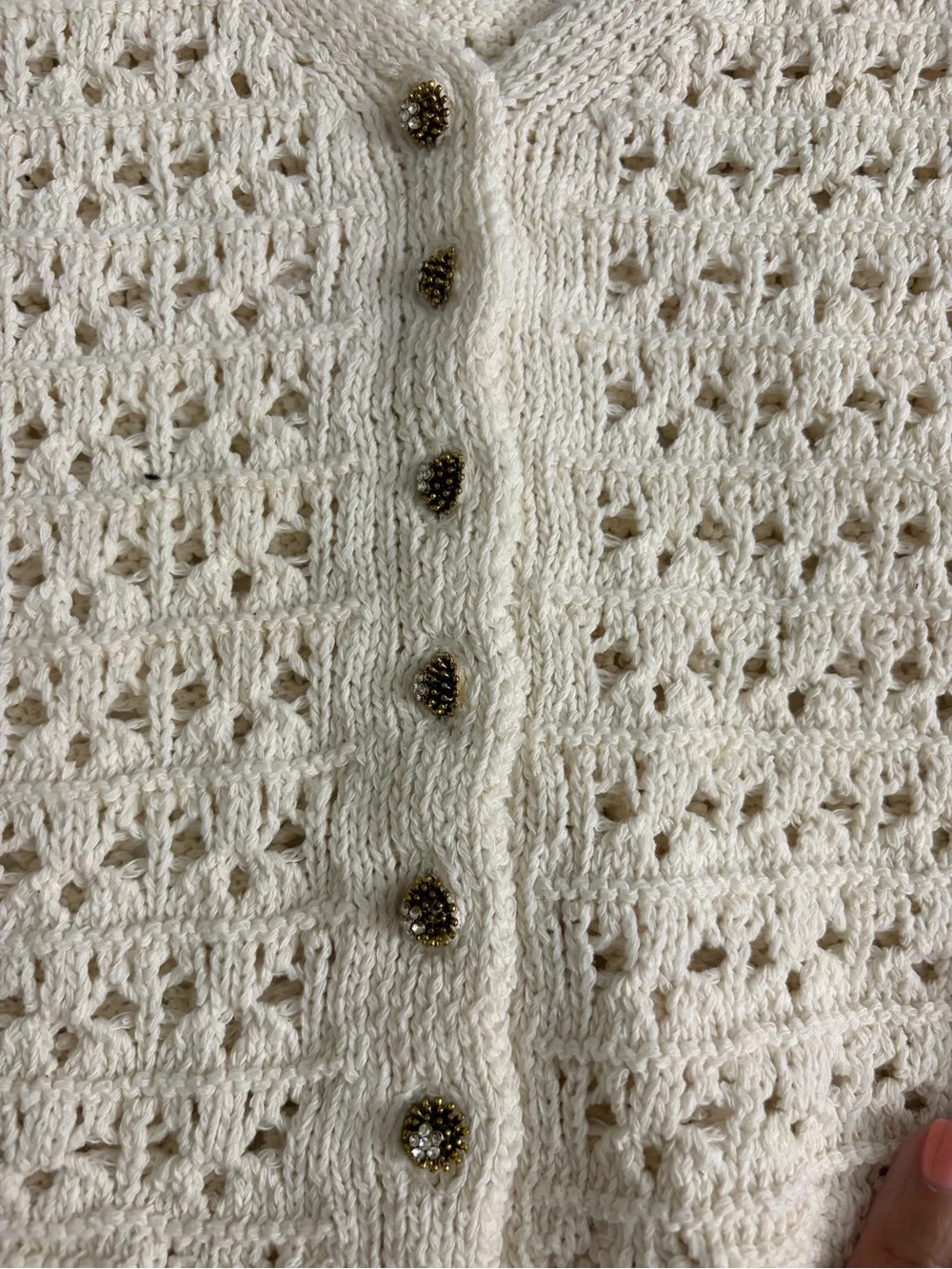 Zara Cream Cropped Knit Cardigan